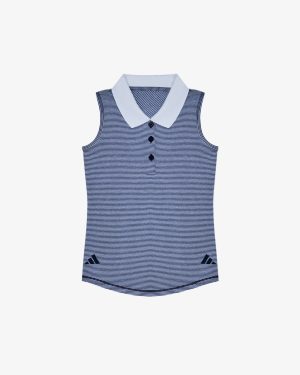 MALBON X ADIDAS YOUTH OTTOMAN STRIPED SLEEVELESS POLO (GIRLS)